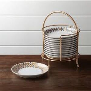 Crate&Barrel Gold and White Dessert or Appetizer Set
